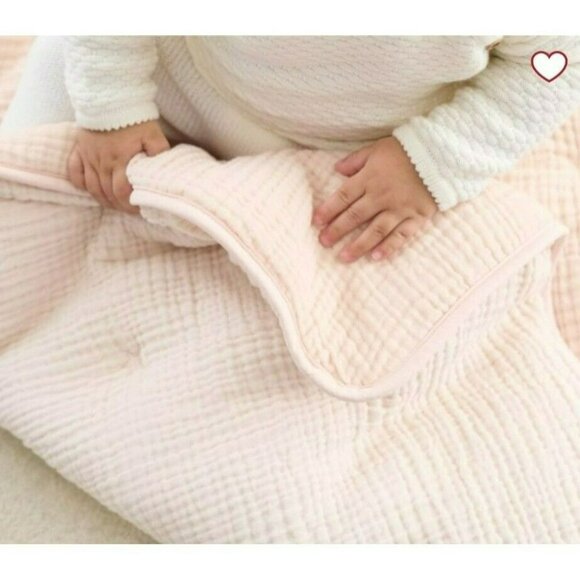 Pottery Barn Kids Other - Cuddle Me Muslin Baby Quilt By Pottery Barn Kids Soft Pink Cotton NEW